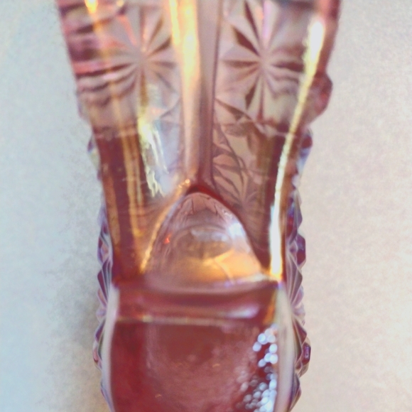 Vintage 70's FENTON Pink Iridescent Daisy  & Button C1990HZ Art Boot 4.25" - Picture 8 of 9